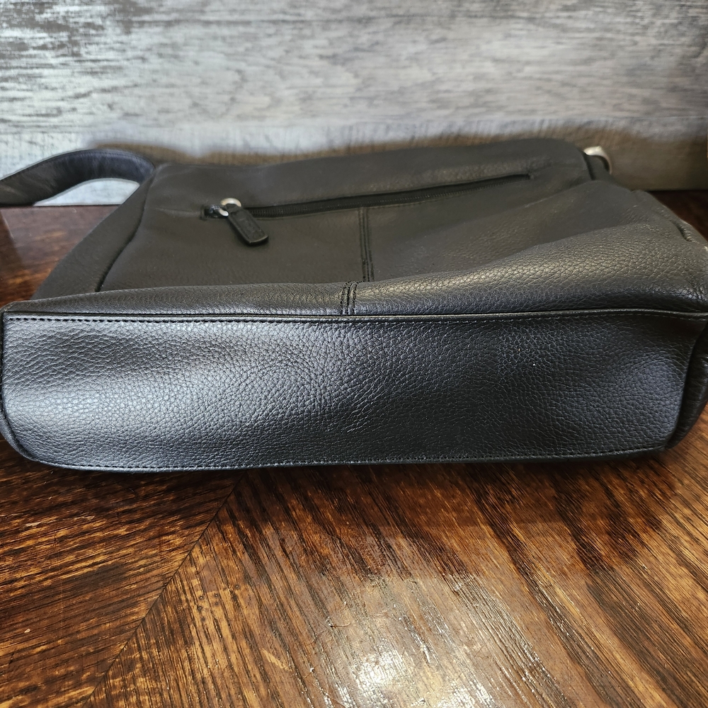 Vintage Black Pebble Genuine Leather Rolfs Shoulder Bag Purse - Picture 6 of 14